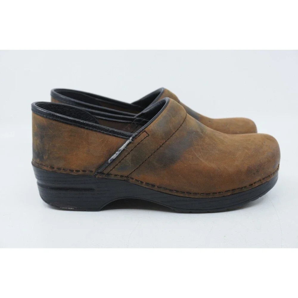 Dansko Clogs Oiled Womens Sz 10 Brown Leather Professional Comfort Nurse Shoes